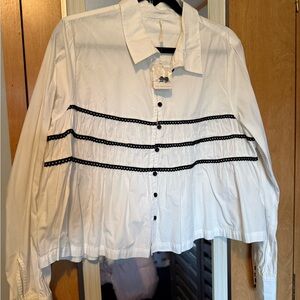 Free People White Button-Up Women's Top